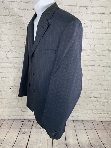 Hart Schaffner & Marx Racquet Club Blue 3 Button Jacket Blazer Striped 42
