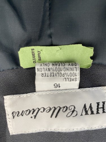 HW Collections Mossy Green Long Jacket Coat Collared Long Sleeve Size 16