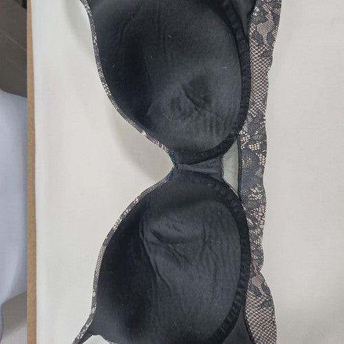 Cacique Black Blush Lace Print Lightly Lined Underwire Balconette Bra 42DD