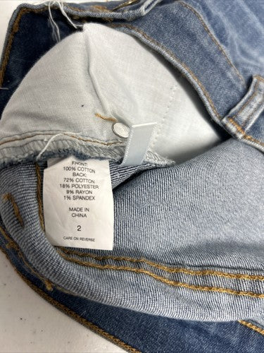 NWT NY&C Distressed Plaid Cut Outs Medium Wash Denim Short Jean Pencil Skirt 2
