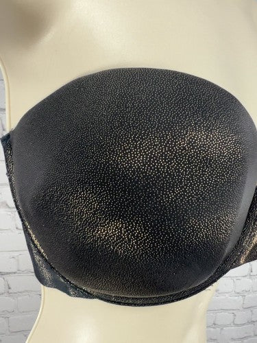 Victoria's Secret Black Rose Gold Shimmer Strapless Underwire Bra 38DD