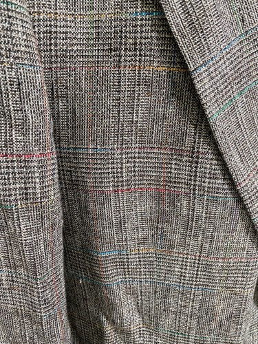 VTG Bilari Hand Tailored Brown Multicolor Fleck Overcheck Silk Jacket Blazer 42R