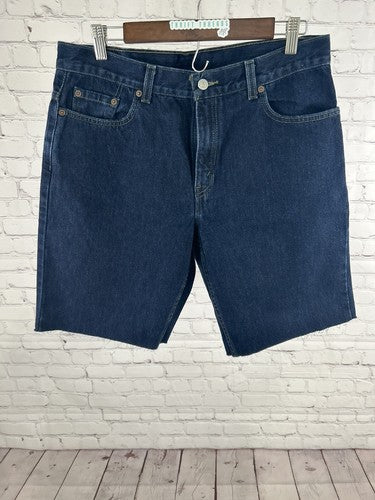 Levi’s 557 Lower Rise Loose Fit Dark Wash Denim Cut Off Shorts Women’s 14 33x10