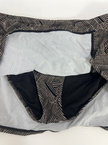 Garnet Hill Black Tan Geometric Print Attached Brief Lined Swim Skirt 2