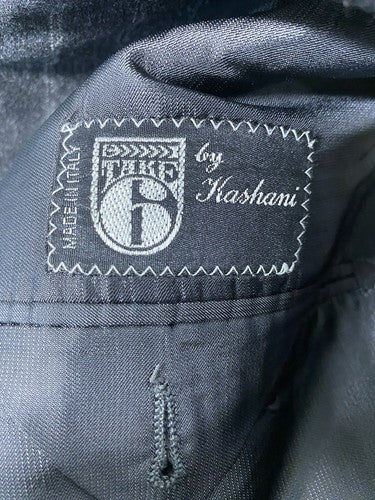 VTG Take 6 By Kashini “120” Super Fine 100% Wool Gray Striped Jacket Blazer 44R