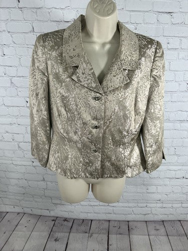 Jones New York Metallic Rose Gold Rhinestone Button Blazer Jacket Women’s 10