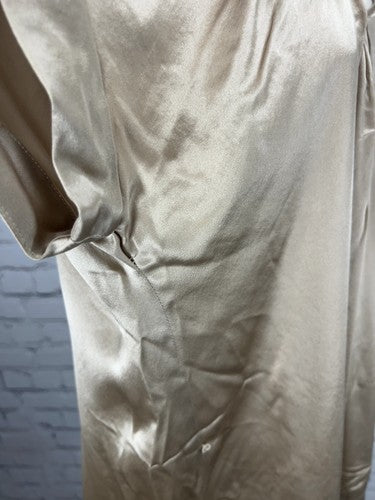 Kenneth Cole Reaction Champagne 100% Silk Pleated Cap Sleeve Tunic Top 8