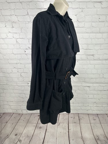 VTG Opening Ceremony Black Flannel Button Belted Light Long Jacket Women’s S