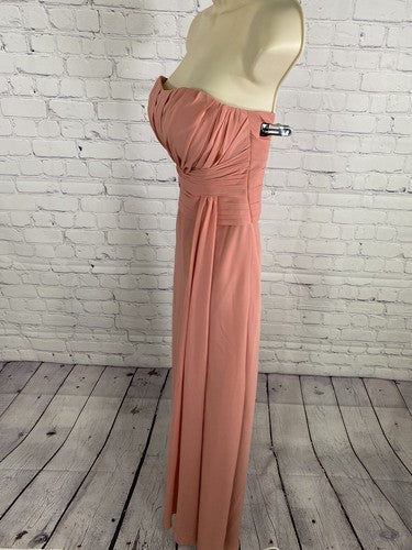 Allure Bridals Pink Strapless Back Zip Flowy Bridesmaids Prom Dress Gown Size 2