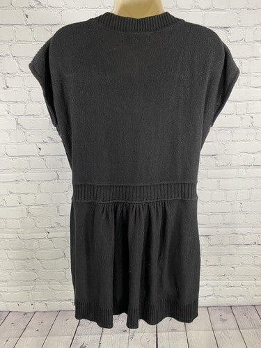 Michael Kors Front Zip Short Sleeve Knit Short Black Casual Dress L