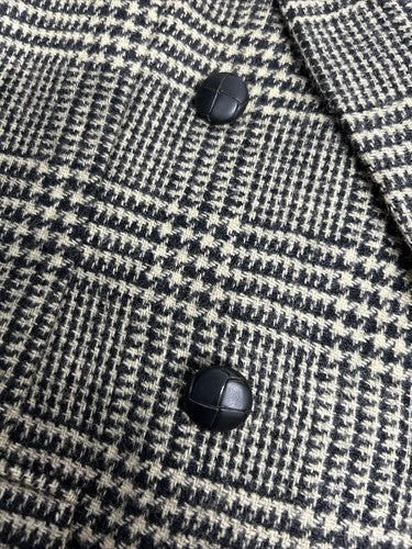 VTG Charles Klein Black Brown Plaid Double Breasted Peak Lapel Women’s Blazer L