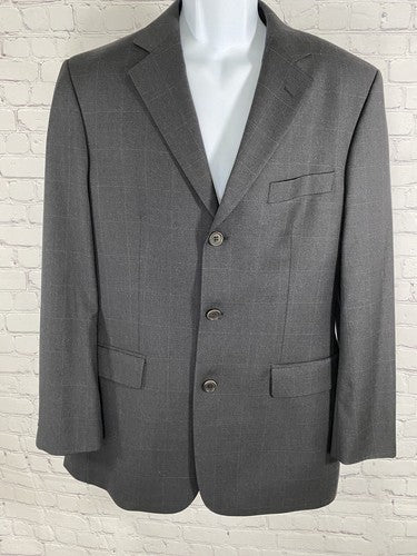 Brooks Brothers 346 Light Black Wool Glen Plaid 3 Button Jacket Blazer 39R