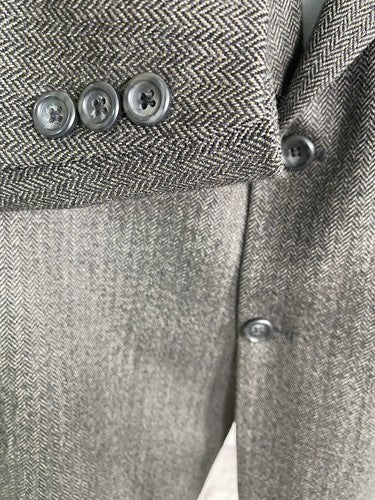 Brigadier Clothiers Wool Gray Black Herringbone Jacket Blazer Sport Coat 52R