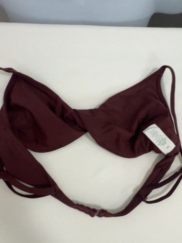 Aerie Burgundy Twist Front Bralette Bikini Swim Top Bathing Suit Size M