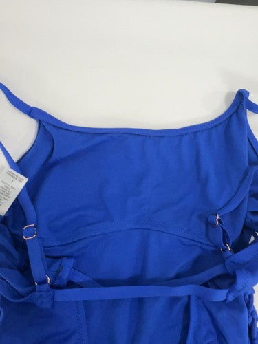 Shade & Shore Blue Ruched Side Tie Strappy Back One Piece Swimsuit Size L