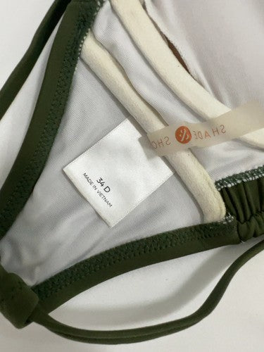 Shade & Shore Olive Green Ruched Underwire Cutout Bikini Swim Top 34D