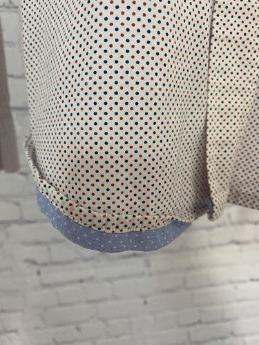Koike Barcelona Red Polka Dot Button Down Long Sleeve Size 39 Portugal Made