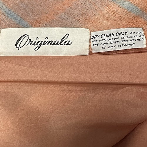 VTG Originala Peach Orange Plaid Button Lined Jacket Coat Retro Union Made M