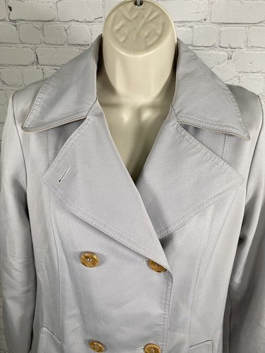 VTG AstorOne Dusty Blue/ Gray Removable Liner Double Breasted Peacoat Womens 8