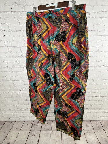 VTG Laura Henson Colorful Geometric Aztec Tribal Side Zip Pants 22 (37 x 24)
