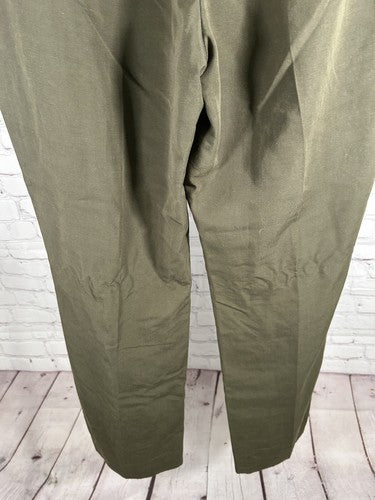 NWT Multiples Green Stretch Pleated Elastic Waist Wide Leg Pants 14 (34x31.5)