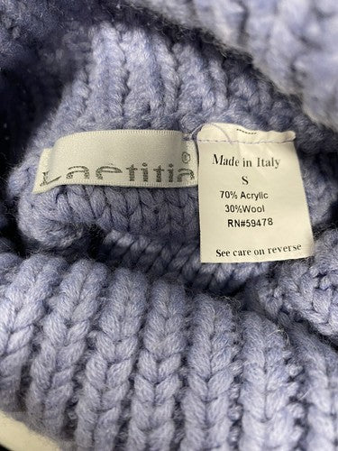 Laetitia Anthropologie Purple Acrylic Wool Chunky Knit Turtle Neck Sweater Small