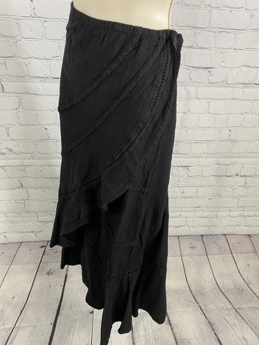 VTG Dunes Relaxed Fashion Black 2 Piece Outfit Skirt XXL Button Up Top 1XL