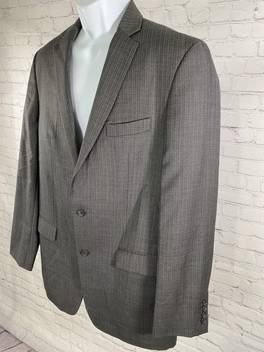 Marc Anthony Dark Gray Wool Pinstripe 2 Button Blazer Jacket 44L *Small Tear