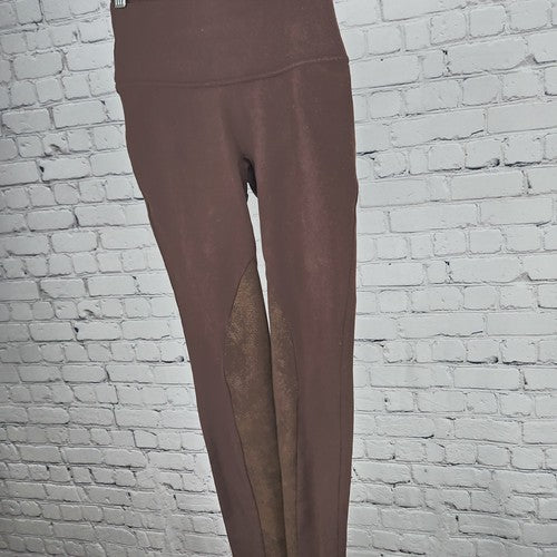 Spanx WOW Brown Faux Leather Leggings Athletic Yoga Pants Size Small S