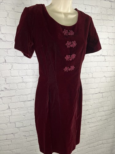 VTG My Michelle Crushed Velvet Cocktail Dress Petite Dark Burgundy 10P
