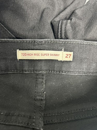 Levis 720 High Rise Super Skinny Black Stretch Denim Jeans Women’s 27 (27 x 27)