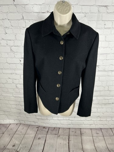 VTG Jones New York Black 100% Wool Single Breasted Cropped Blazer Women’s 6