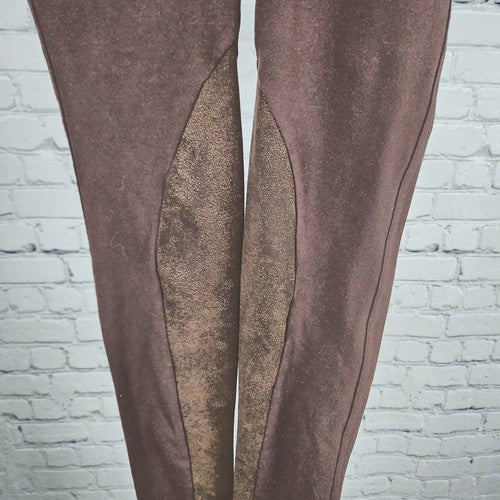 Spanx WOW Brown Faux Leather Leggings Athletic Yoga Pants Size Small S