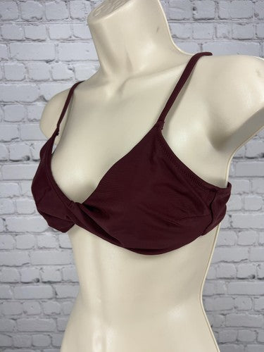 Aerie Burgundy Twist Front Bralette Bikini Swim Top Bathing Suit Size M