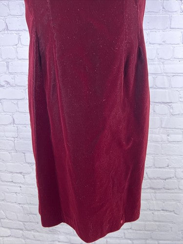 VTG My Michelle Crushed Velvet Cocktail Dress Petite Dark Burgundy 10P
