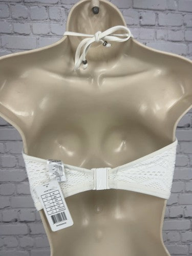 NWT Freya Swim Sundance White Crochet Lace High Neck Underwire Bikini Top 30DDD