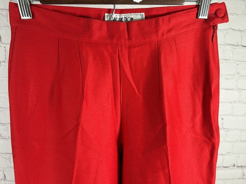 VTG Votre Nom Red Tapered High Rise Trousers Pants France Size 8 (27x24.5)
