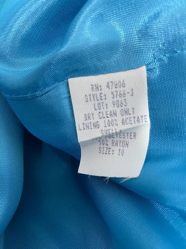 VTG Lynn Greene Light Blue Notch Lapel Single Button Jacket Blazer Women’s Sz 10