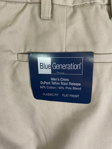 NWT Blue Generation Tan Concealed Expandable Waist Classic Chino Pants (34x36.5)