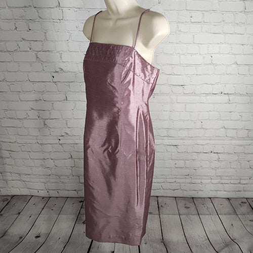 Alex Evenings Purple Strappy Beaded Pencil Formal Y2K Short Slip Dress Petite 8P