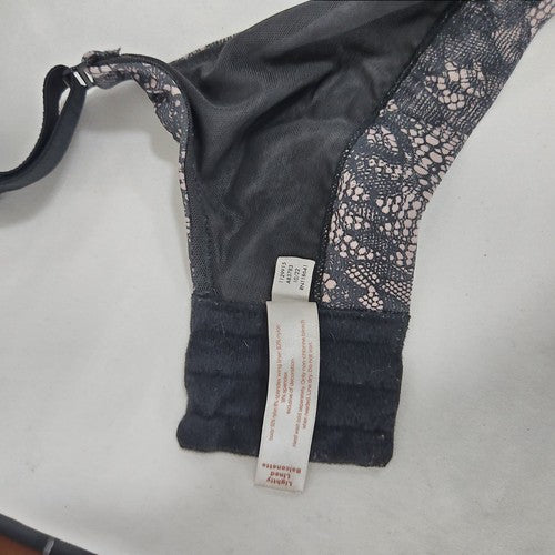 Cacique Black Blush Lace Print Lightly Lined Underwire Balconette Bra 42DD