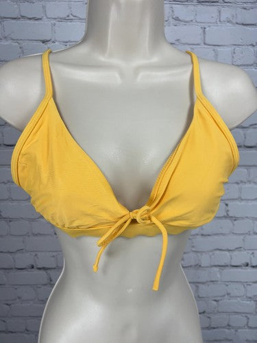 Body Glove Yellow Tie Front Adjustable Strap Triangle Bikini Swim Top S