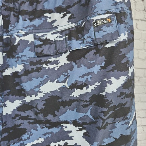 Salt Life Blue Digital Fish Camo Drawstring Board Shorts Swim Trunks 38