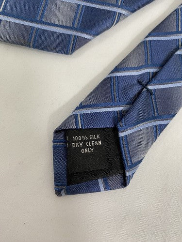 VTG NWT Joseph Feiss Blue Gray Check 100% Silk Men’s Wide Neck Tie (58 x 4)