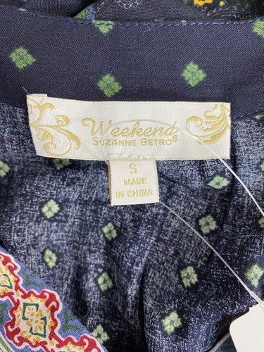 NWT Weekend Suzanne Betro Colorful Pintuck Placket Sleeveless V Neck Tunic S