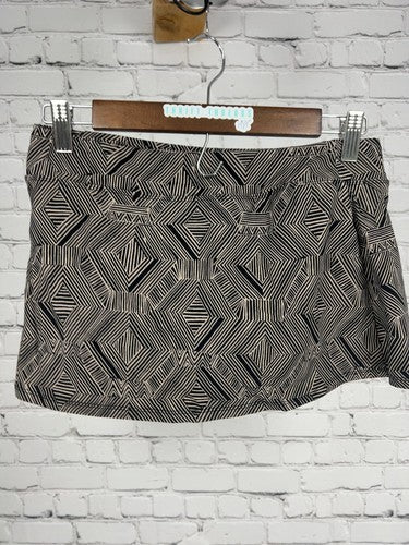 Garnet Hill Black Tan Geometric Print Attached Brief Lined Swim Skirt 2