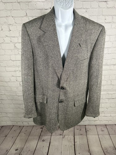 VTG Bert Pulitzer 100% Silk Black White Zig Zag Men’s 2 Button Blazer Jacket 41R