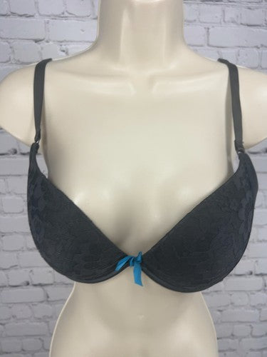 Aerie Black Floral Lace Padded Underwire Bra 36C