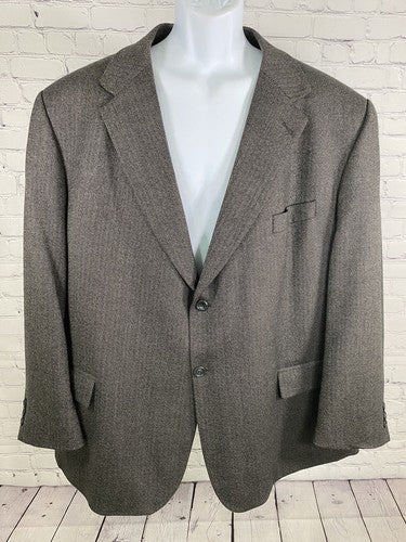 Brigadier Clothiers Wool Gray Black Herringbone Jacket Blazer Sport Coat 52R