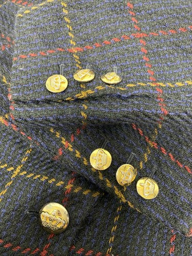 VTG I. 1981 Made In Italy Multicolored 100% Wool Gold 2 Button Blazer Women’s M